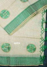 Design 4 - Halfwhite Haasini - Bamboo cotton silk with warli embroidery
